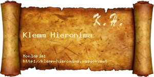 Klemm Hieronima névjegykártya